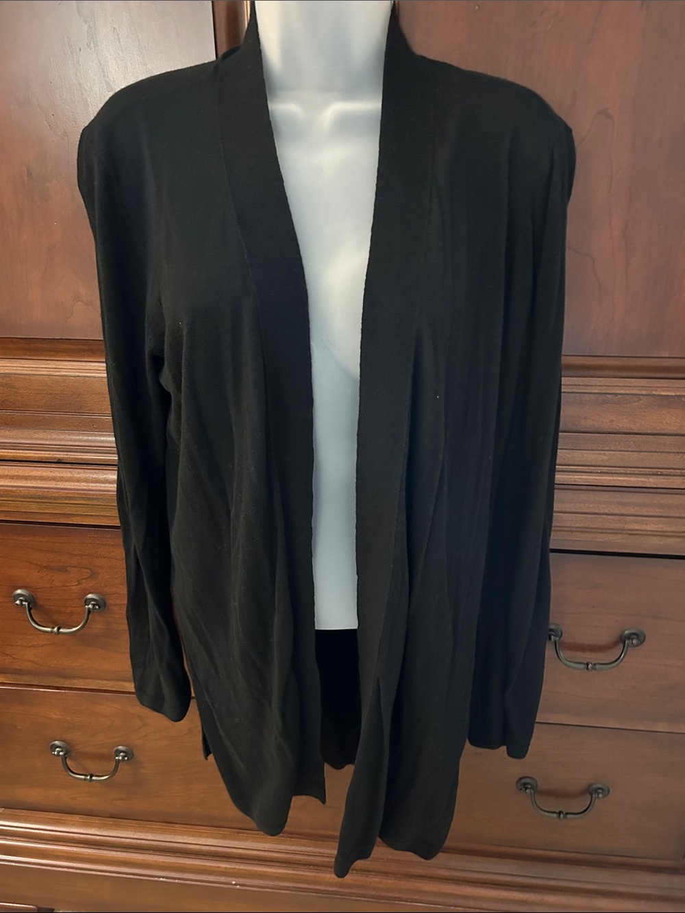 NIC+ZOE Black Open-Front Draped Cardigan